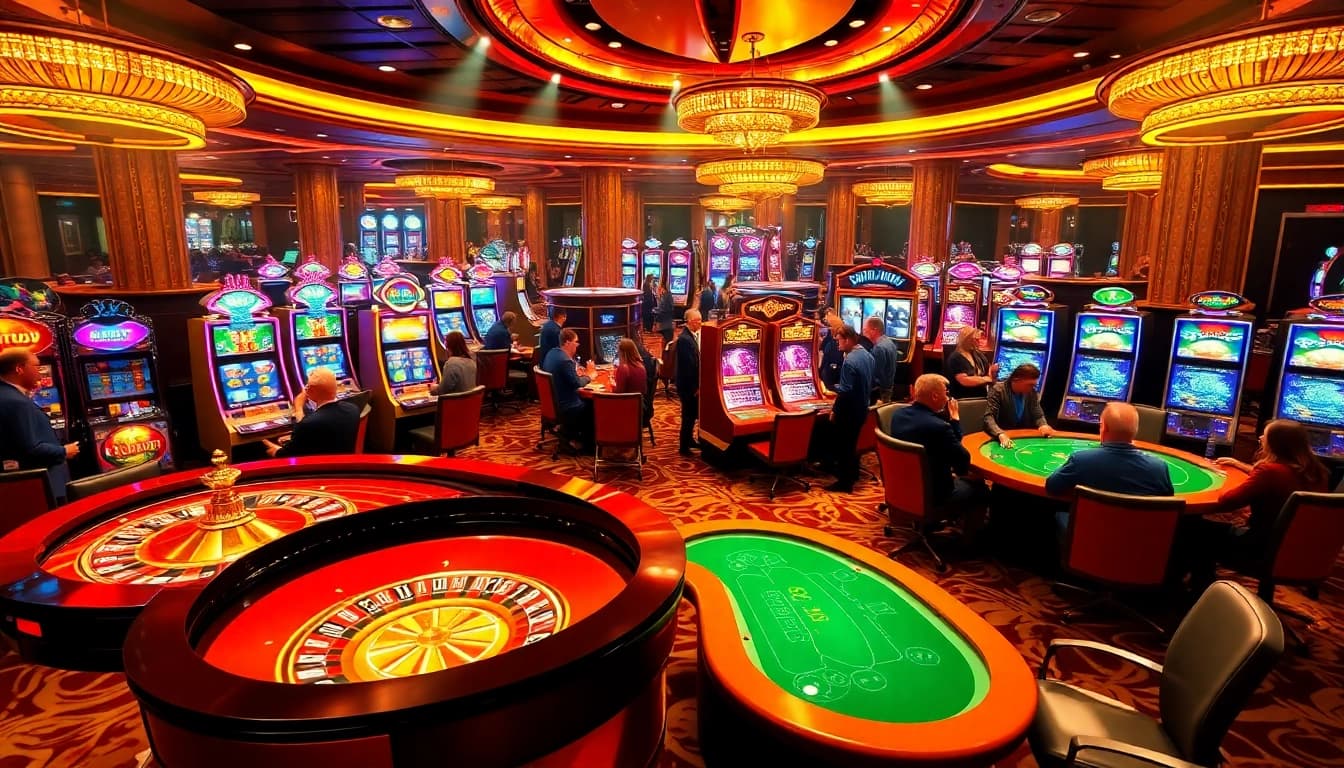 Experience the excitement of thabet77org at a luxurious casino with vibrant games and players.