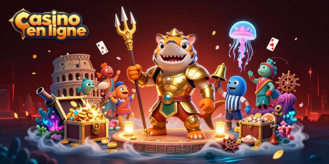 Vivez l'excitation du casino en ligne avec un tigre requin guerrier et un trésor sous-marin éclatant.