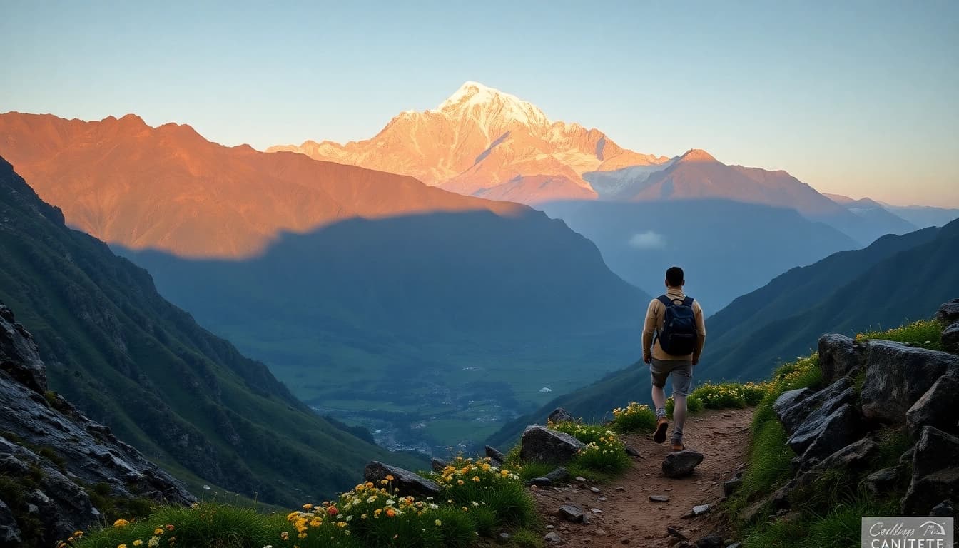 A hiker experiences breathtaking views on the goechala trek with Mt. Kanchenjunga in the background.