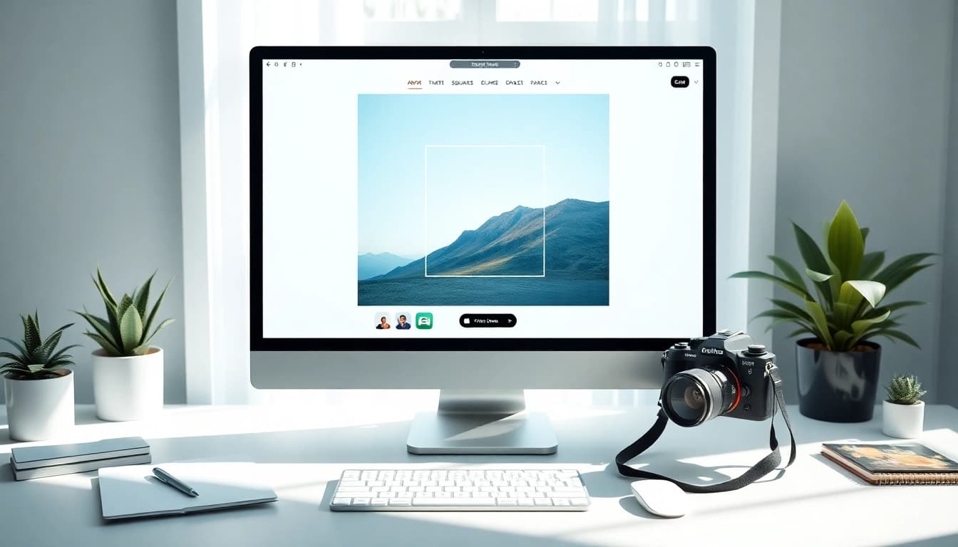 Quickly turn image into square using an innovative online tool on a computer screen.