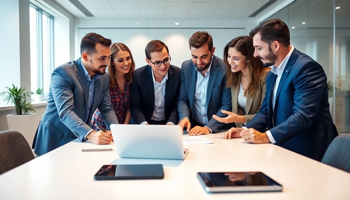Analyze company search options at https://fidelitycorporate.com in a collaborative office environment.