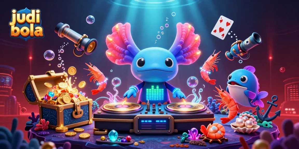 Engage in judi bola action with vibrant characters and dynamic gaming elements in a lively underwater scene.