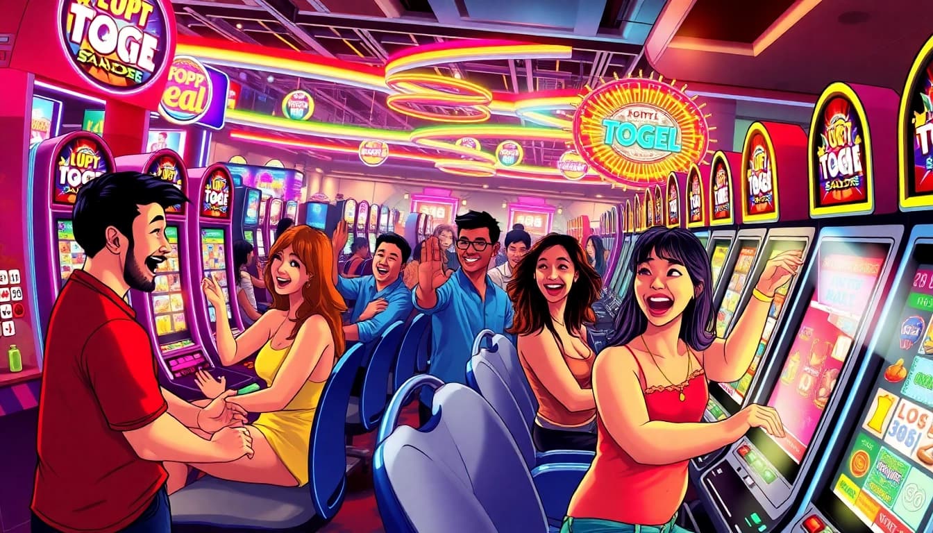 Menang dengan lipat4d di kasino virtual yang penuh warna dan suasana ramai.