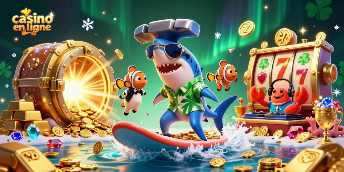 Vivez l'excitation du casino en ligne avec des personnages amusants et des symboles de jeu.