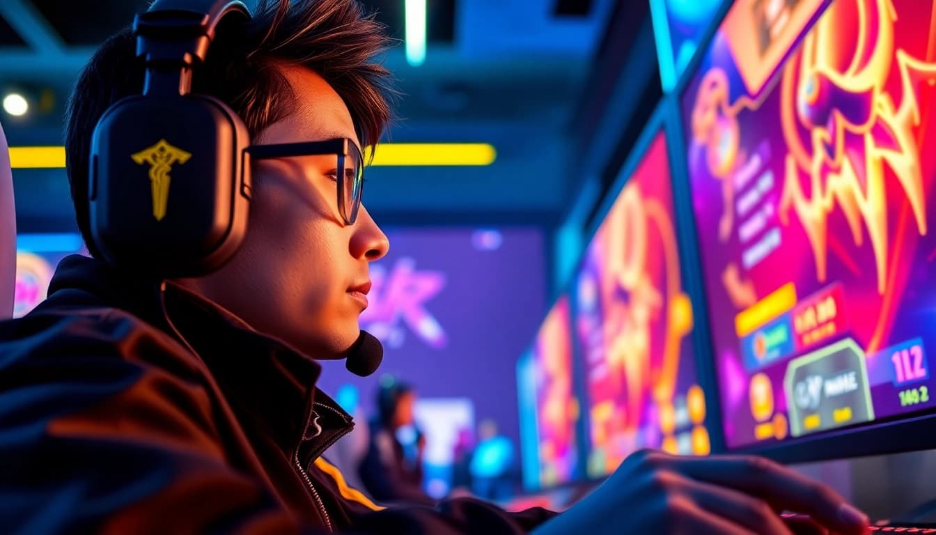 Menggambarkan aksi seru bolahiu game dengan gamer antusias dan grafis yang memukau.