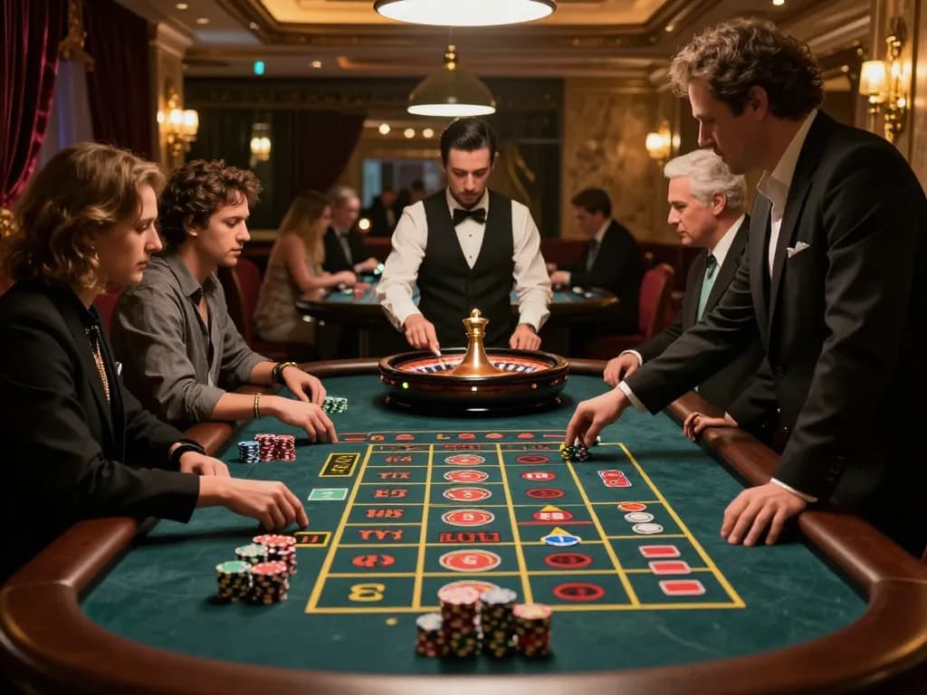 Experience thrilling gameplay at a roulette table showcasing top quality widgets in an upscale casino ambiance.