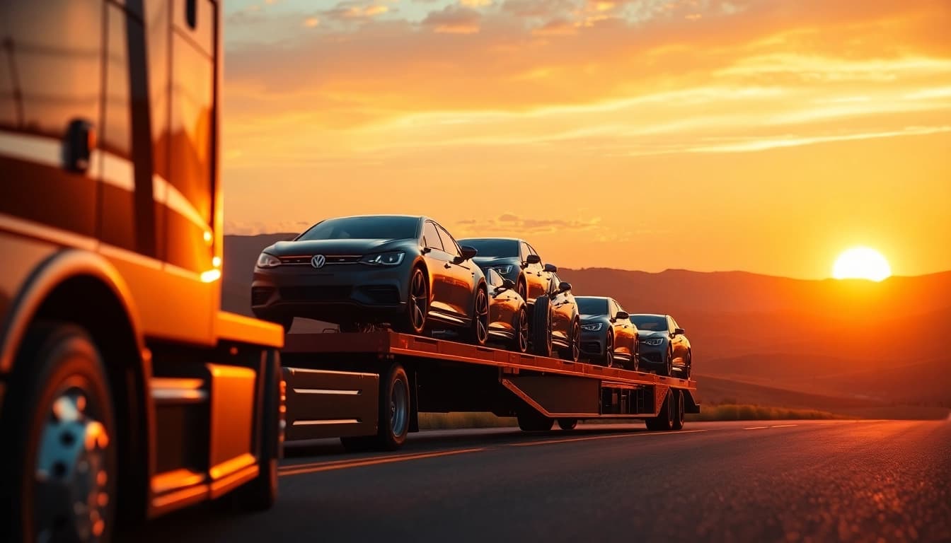 Transport luxury vehicles with ease at https://luxuryautocarriers.com featuring a state-of-the-art truck and stunning scenery.