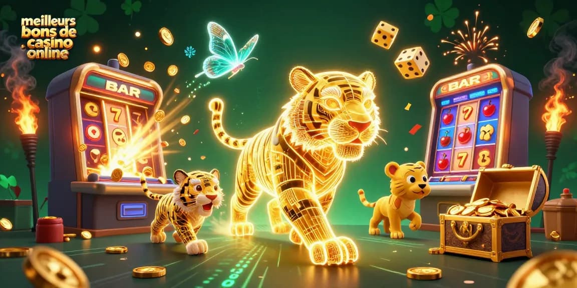 Découvrez les meilleurs bonus de casino en ligne en 2026 avec un tigre en lumière, machines à sous et symboles chanceux.