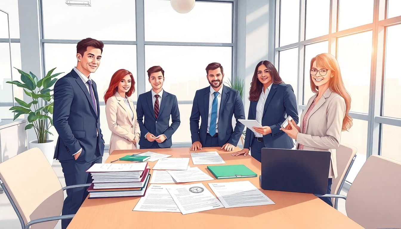 Engaging image of a professional team providing registered agent service in an office