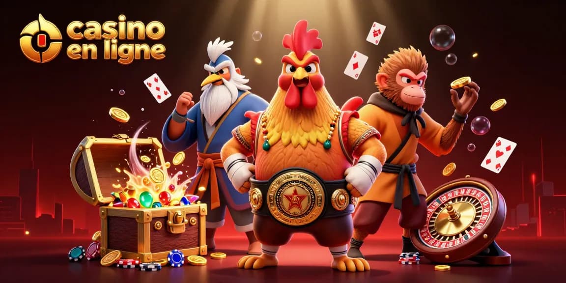 Venez découvrir le monde des jeux chez casino en ligne avec des personnages de combat et d'argent.
