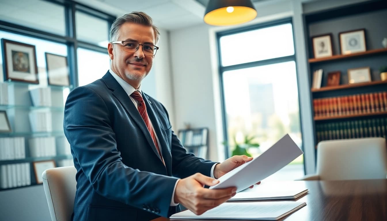 Consulting with a professional Houston Personal Injury Attorney in a bright office setting.