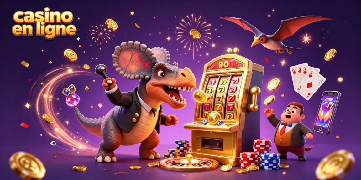Des dinosaures s'affrontent pour faire gagner des pièces sur un casino en ligne.
