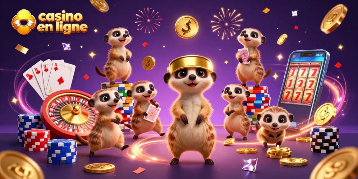 Vivez l'excitation des jeux de casino en ligne avec des suricates stratégiquement dispersés.