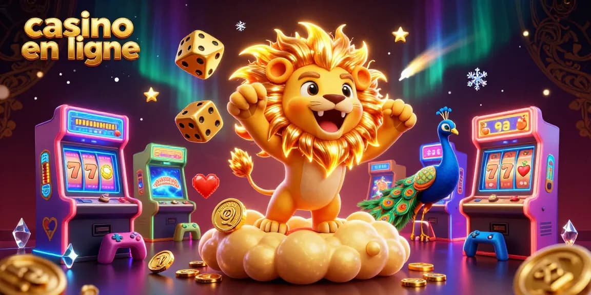 Profitez de jeux passionnants de casino en ligne avec un lion 3D et des dés glorieux.