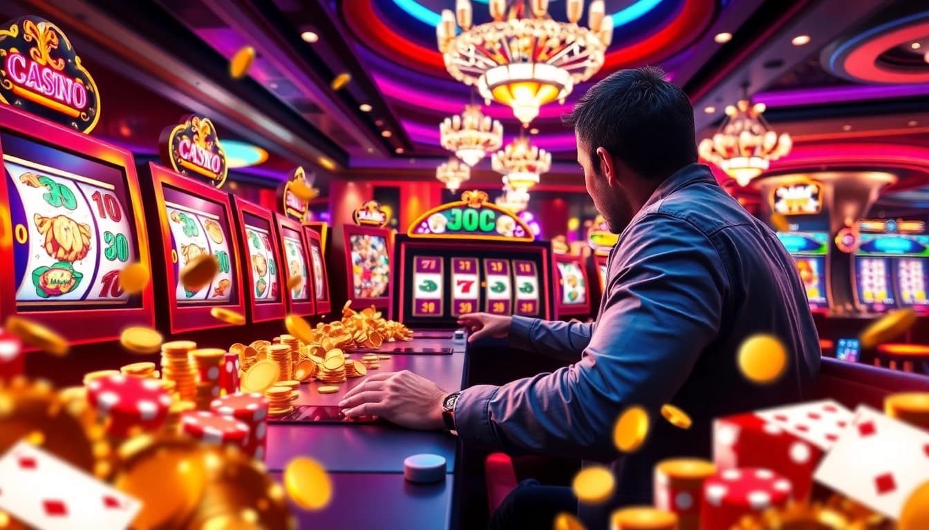 Excited player enjoying JW8 slot machine with vibrant colors and luxury casino details.