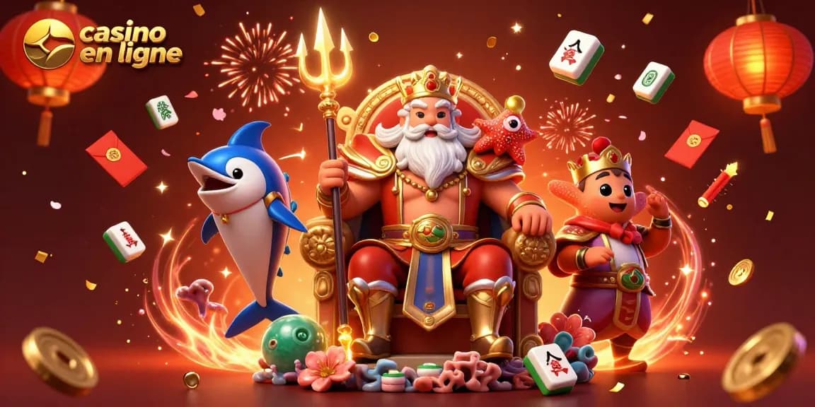 Vivez l'expérience du casino en ligne avec un roi des mers et des éléments festifs captivants.