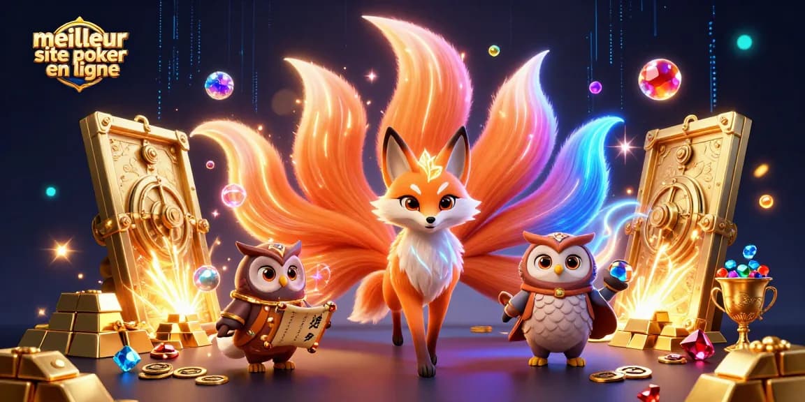 Venez découvrir le meilleur site de poker en ligne avec cette illustration dynamique illustrant le plaisir du jeu.