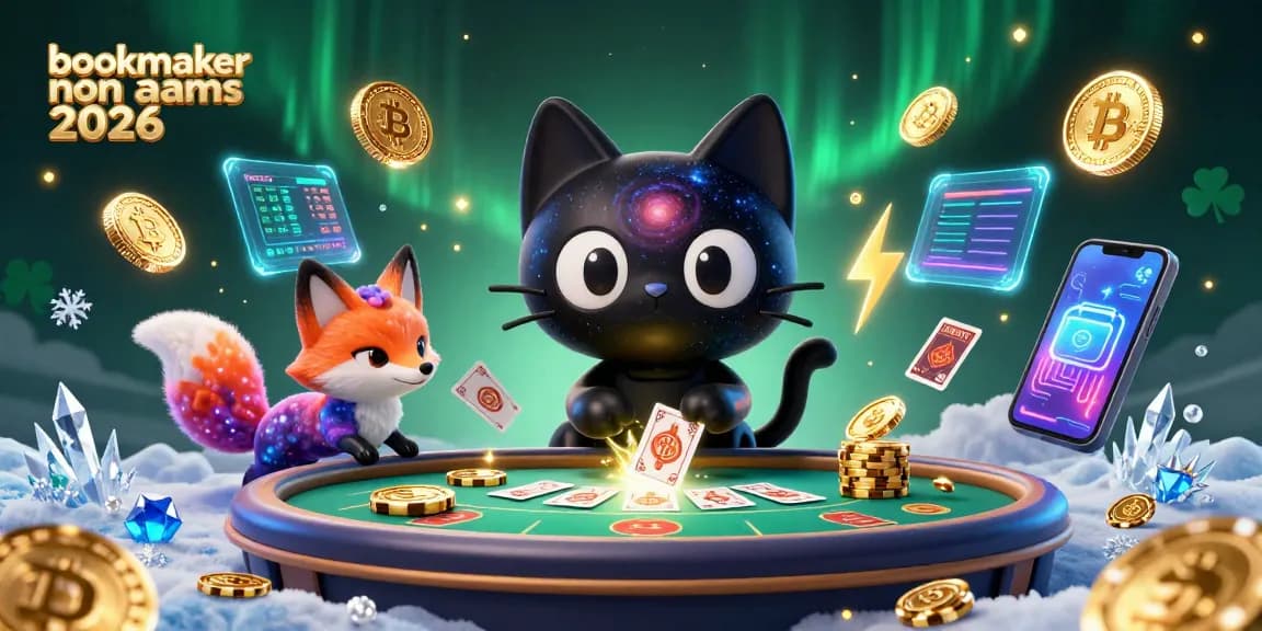 Scopri le offerte dei bookmaker non AAMS 2026 in un'illustrazione 3D accattivante con gatti e volpi cosmic.