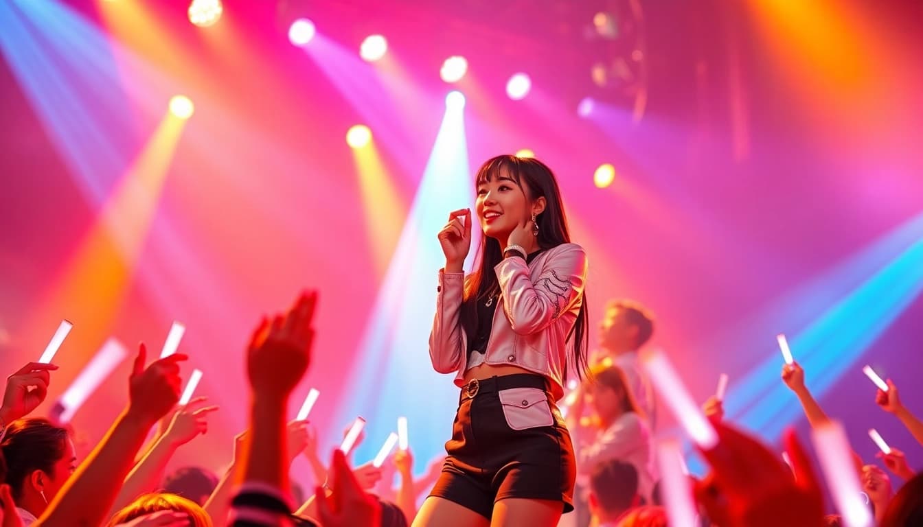 Explore the latest Blackpink news with vibrant concert visuals and Jennie engaging the audience.