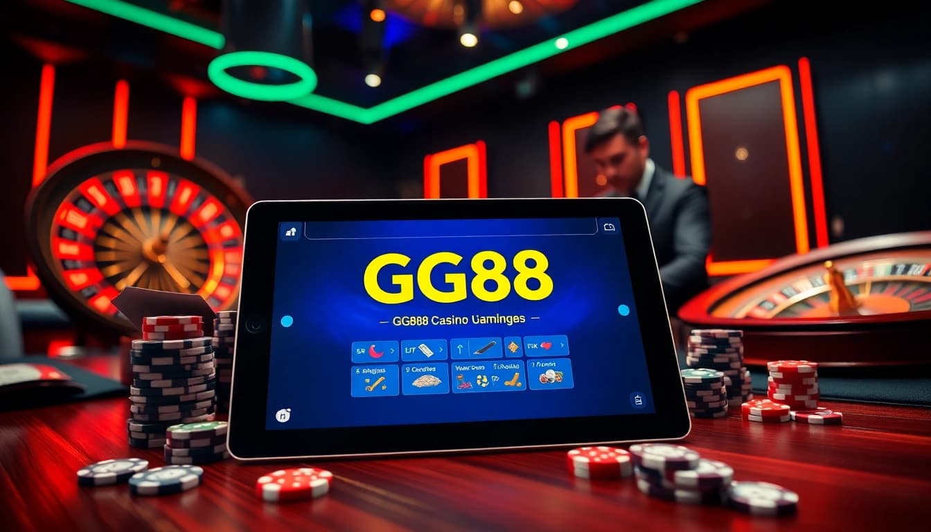 Experience the excitement of GG88 online gambling with vibrant casino visuals.