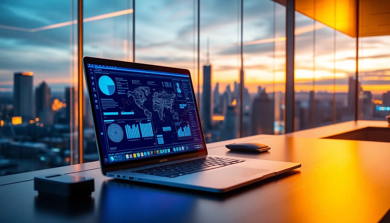 Showcase of ai tools in a modern workspace highlighting innovation and productivity.