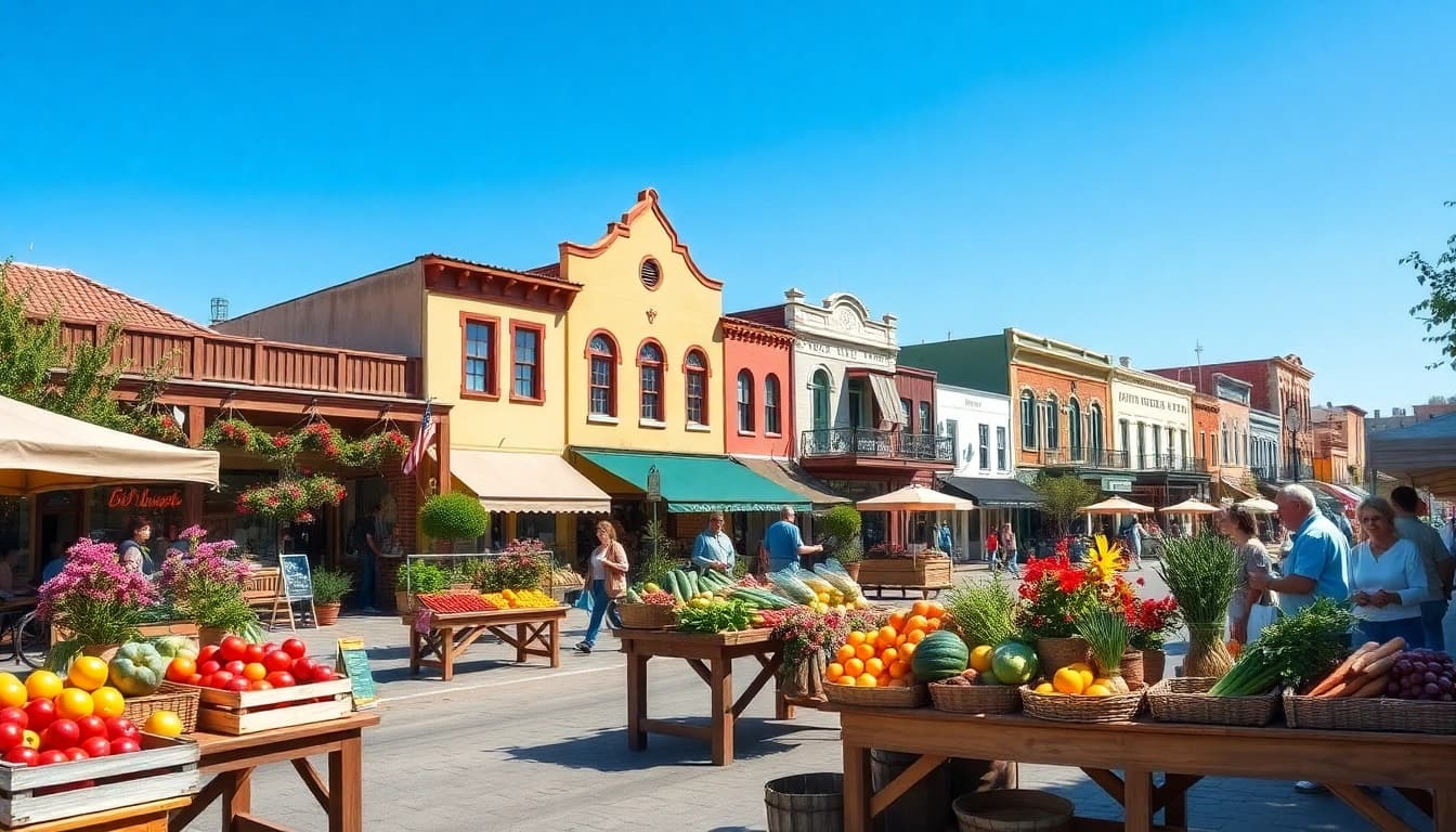 Explore the vibrant farmer's market in Clarksburg, CA, filled with fresh produce and local crafts.