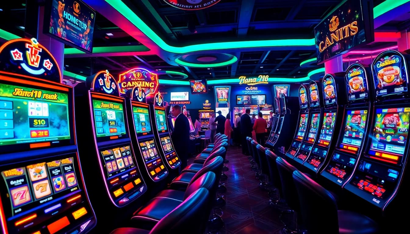 Engaging screenshot of https://152.42.170.247, highlighting vibrant slot machines and a lively gaming environment.