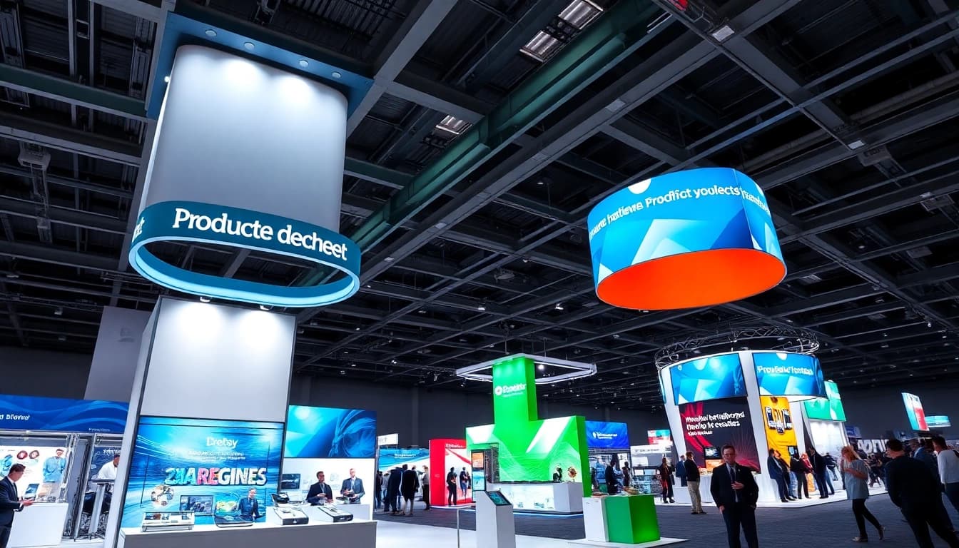 Engaging trade show displays demonstrating innovative designs and vibrant colors at an exhibition.