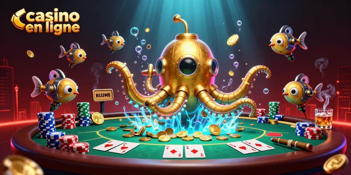 Jouez à un casino en ligne avec un kraken 3D et des éléments de poker fascinants.
