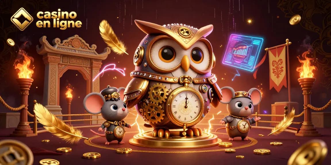 Cette illustration dynamique symbolise l'esprit du casino en ligne avec des personnages 3D immersifs et des éléments de jeu éblouissants.