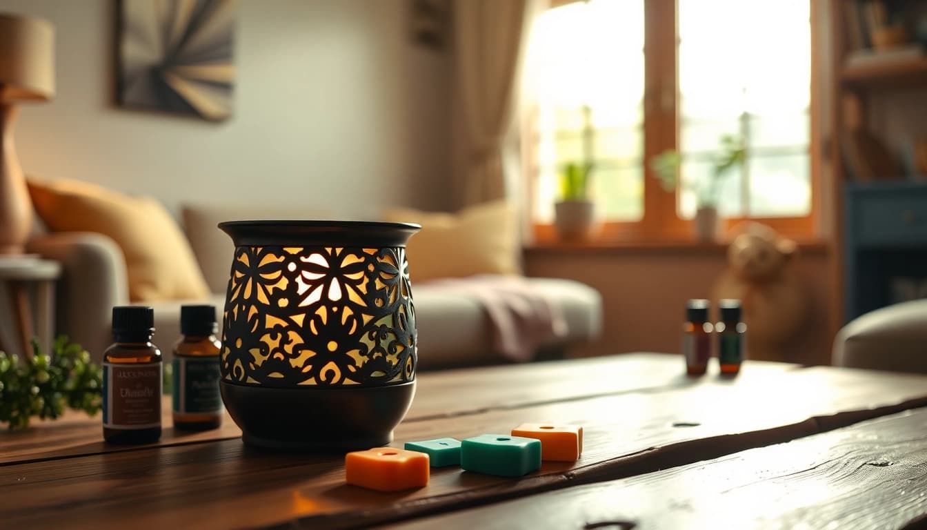 Discover an elegant wax warmer at https://www.scentswarmers.com, surrounded by colorful wax melts.