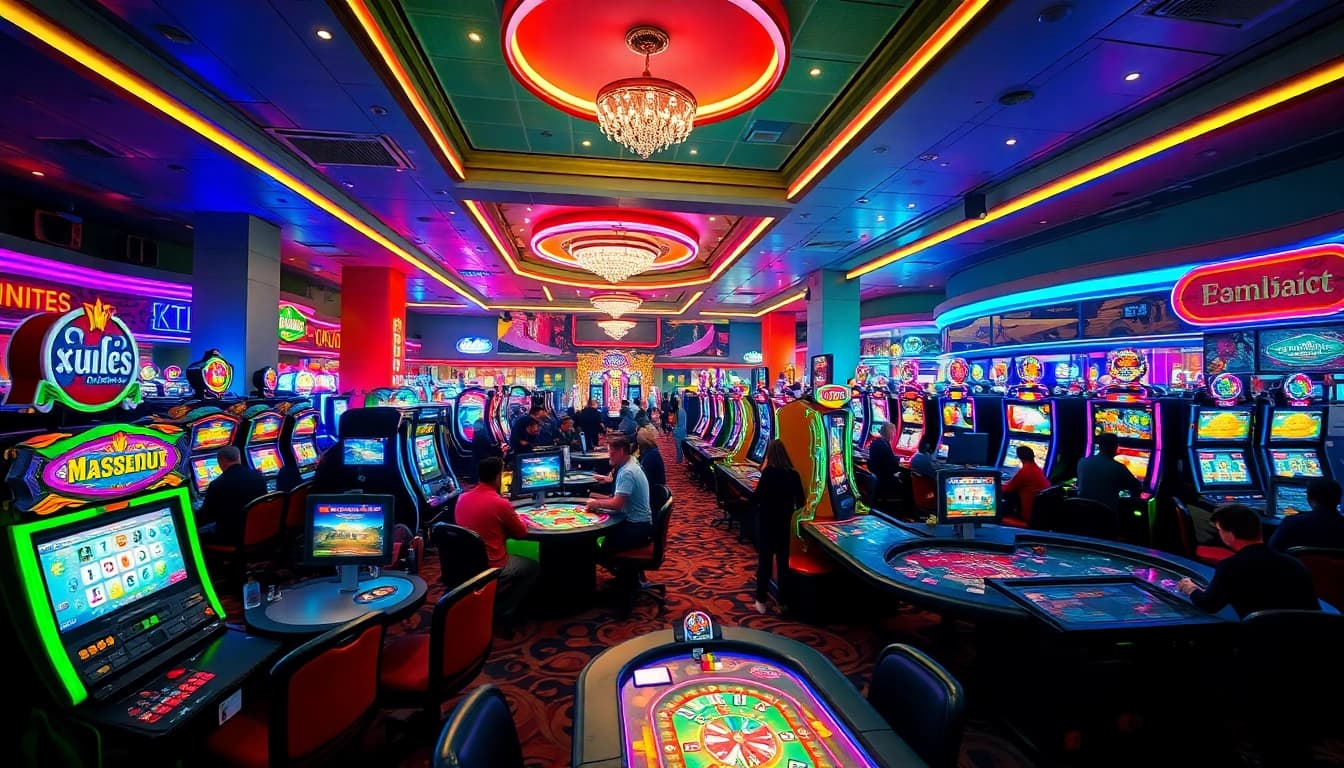 Players enjoying games at a Non gamstop casino with a vibrant atmosphere and diverse options.