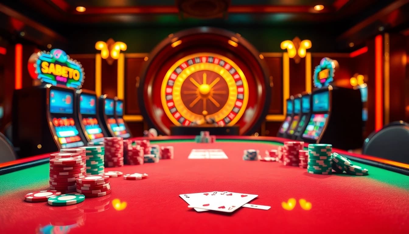 Engage in thrilling casino action at s88a.io with vibrant chips and glamorous gaming tables.