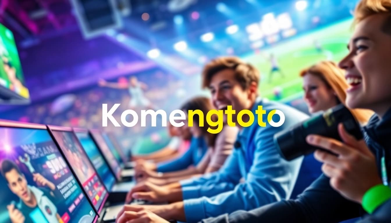 Menampilkan pengalaman bermain di platform Komengtoto dengan logo dan suasana yang ceria.