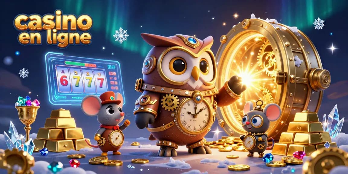 Le casino en ligne animé par des personnages à la mode steampunk, offrant des jeux et des trésors scintillants.