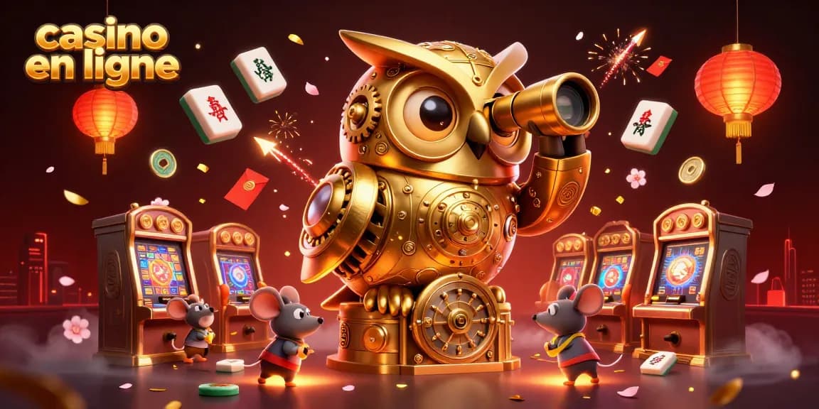 Casino en ligne : Découvrez une scène animée avec des personnages de casino et des éléments traditionnels.