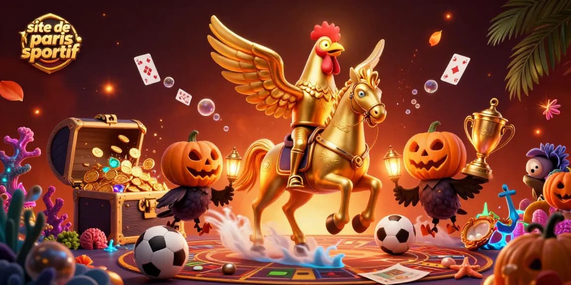 Visualisez le site de paris sportif avec une scène dynamique de casino rempli d'éléments de pari.