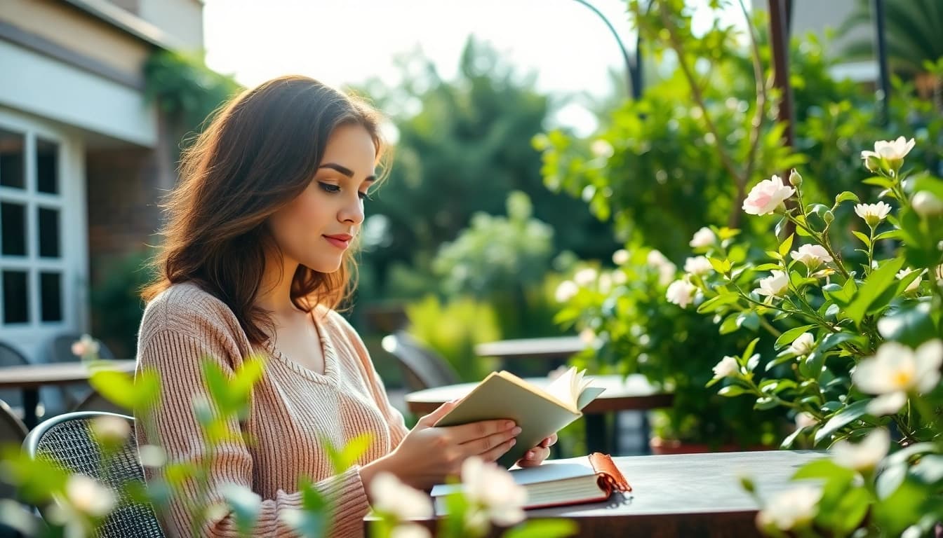 Engaging in a mindful moment through journaling in a serene café setting representing Life in a Break Down.