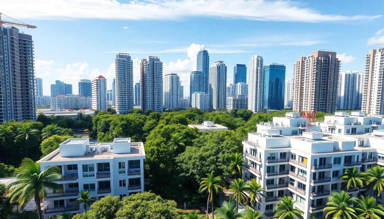 View of modern condominiums and the vibrant skyline at https://newdeveloperlaunch.sg showcasing Singapore's property market.