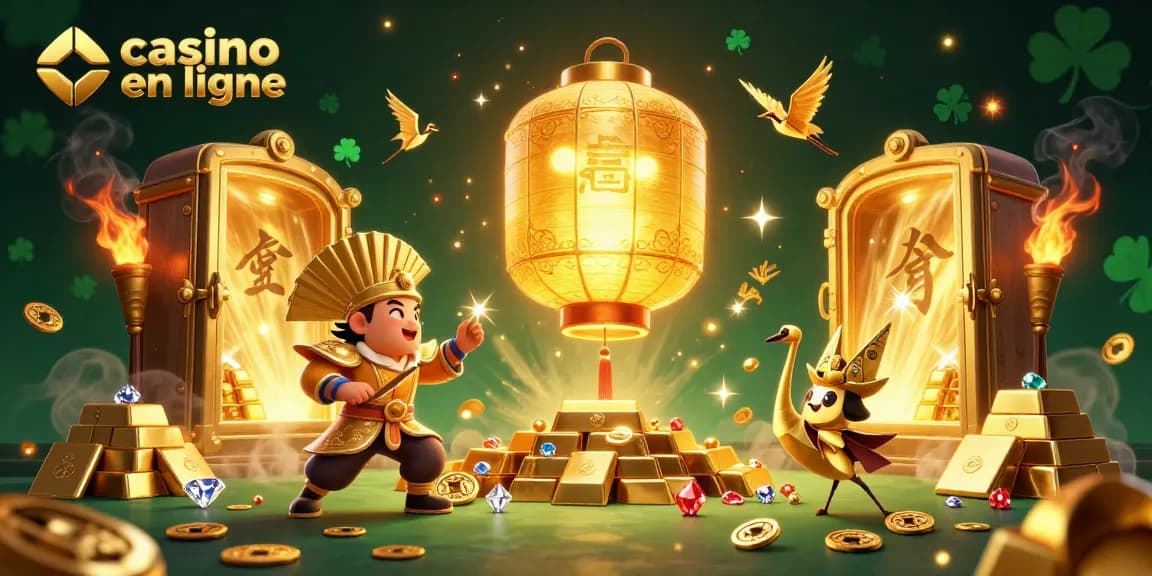 Jouez au casino en ligne avec un esprit lantern géant et de l'or scintillant.