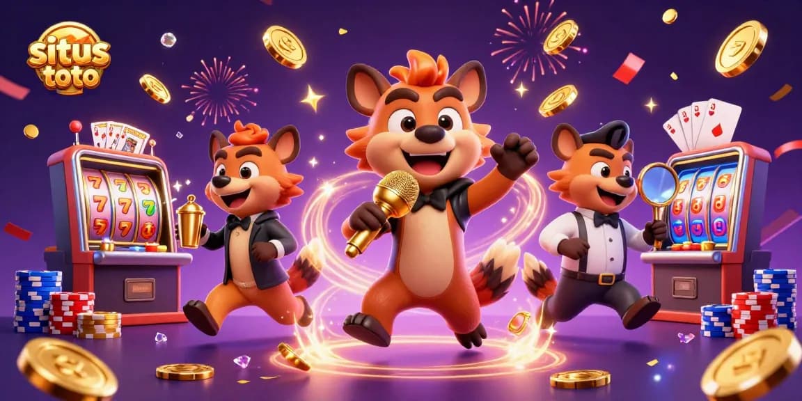 Situs toto offers thrilling gaming experiences with exciting slots, a colorful atmosphere, and vibrant casino characters.