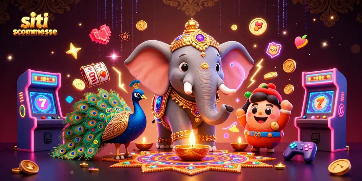 Scopri i siti scommesse con slot reels e simboli fortunati in un'illustrazione accattivante.