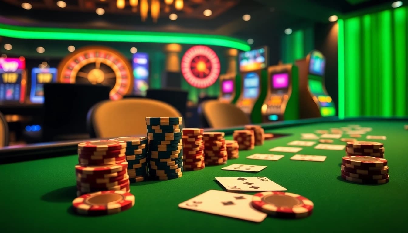 Players engage with high-stakes poker chips at Open88's immersive online casino experience.