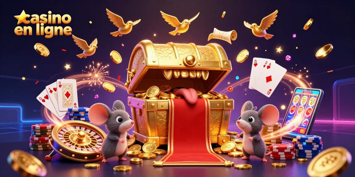 Visualisez un jeu captivant de casino en ligne, avec des fortunes s'illuminant.