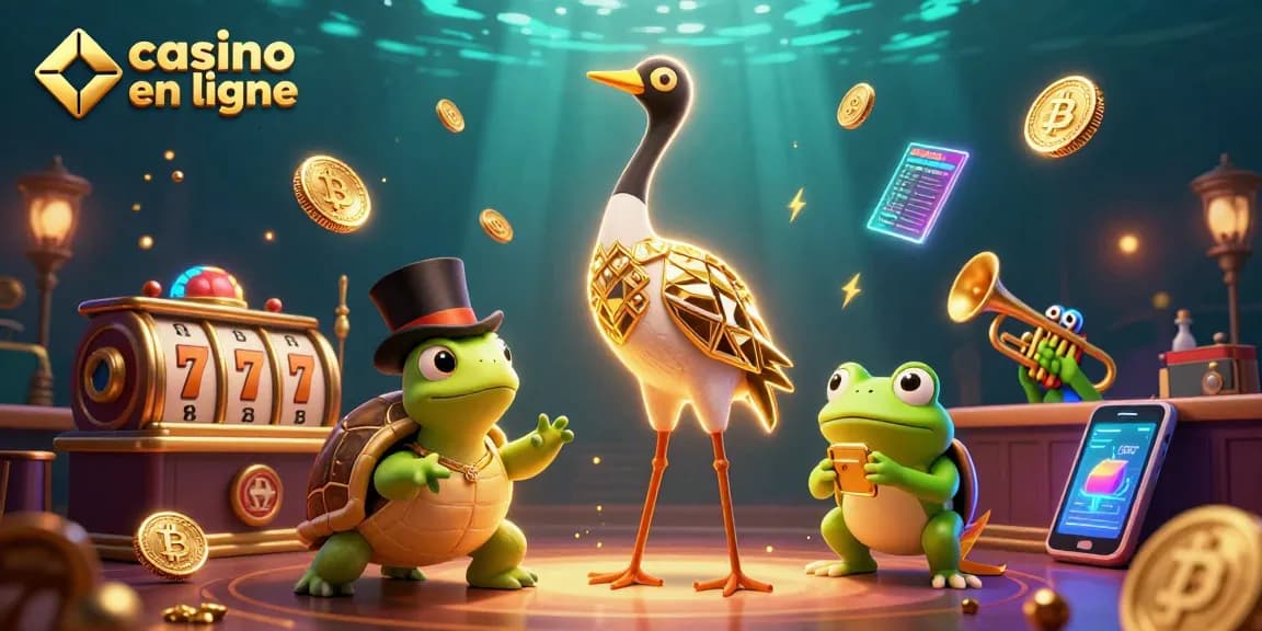 Découvrez un casino en ligne captivant avec des symboles de jackpot et des éléments crypto scintillants.