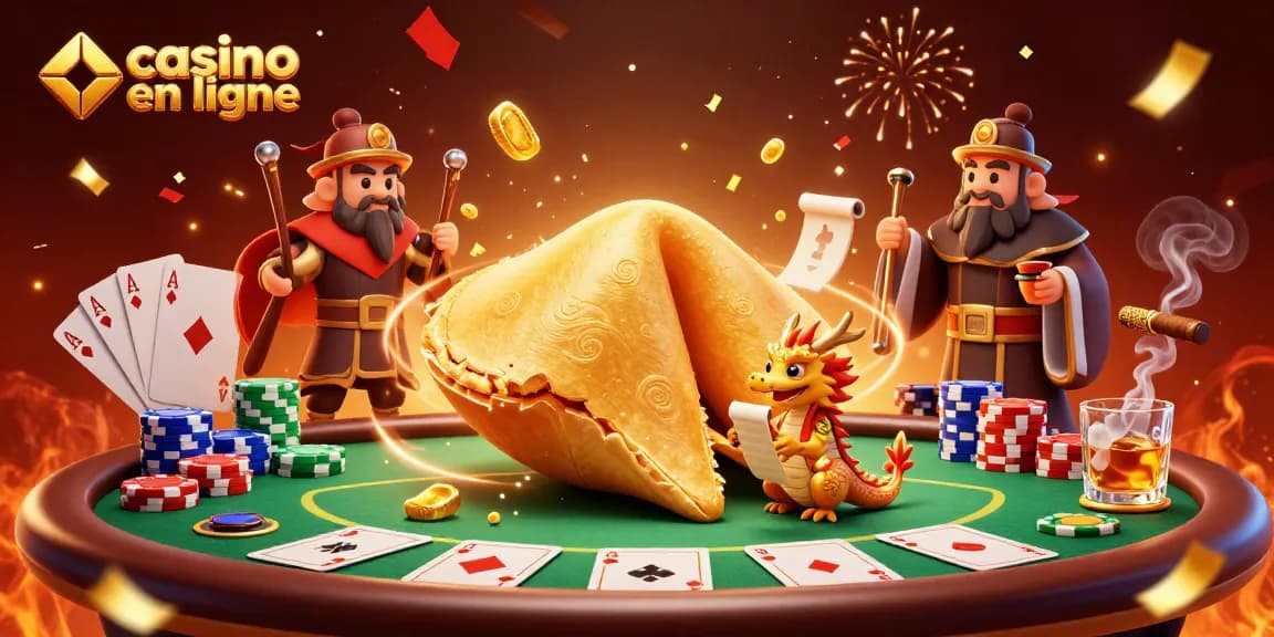 Profitez des sensations du casino en ligne avec une illustration dynamique et colorée de jeux de poker.