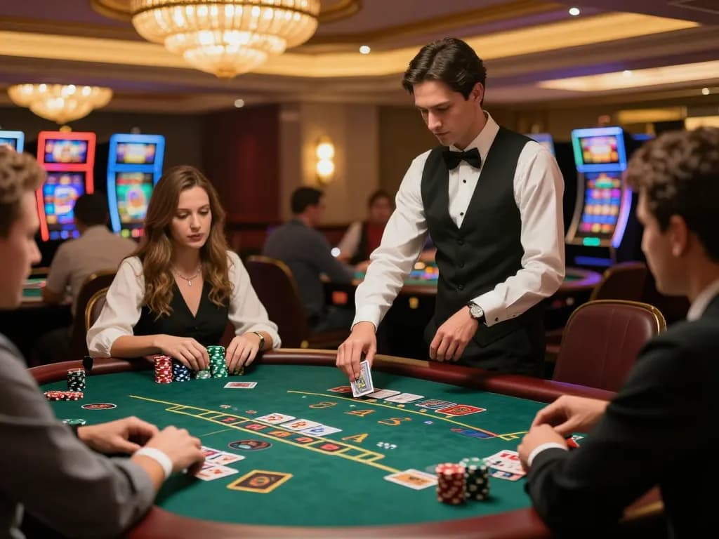 Players enjoying blackjack at TG88 Casino, showcasing strategic gameplay and luxurious atmosphere.