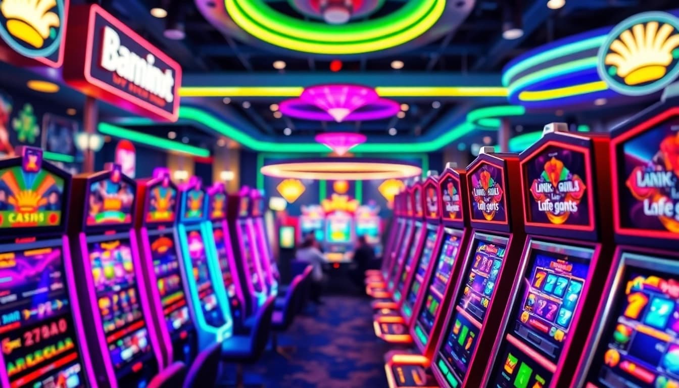 Experience the excitement of online casino gaming with vibrant slot machines and live action.