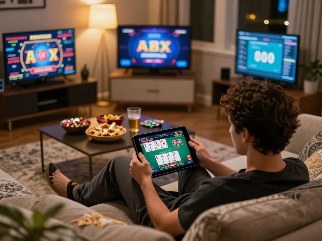 Engaging in online blackjack on 388bet, showcasing a cozy gaming atmosphere and strategic play