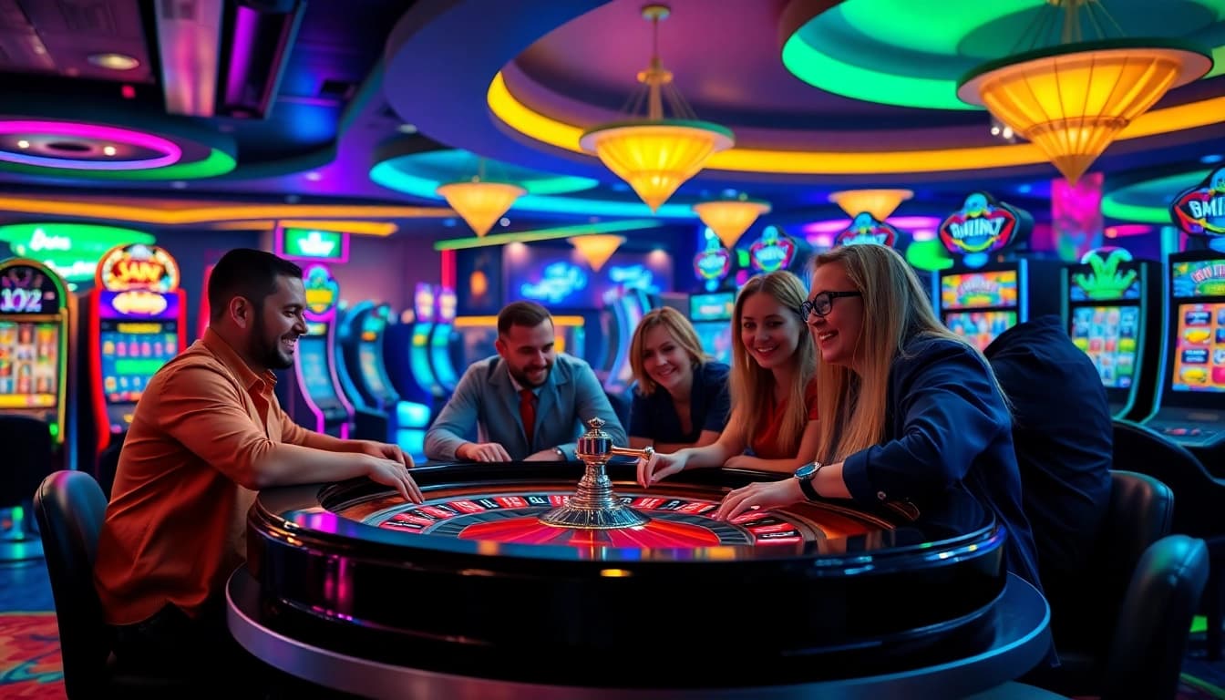 Engaged players at an Online casino Uk enjoying vibrant games and an exciting atmosphere.